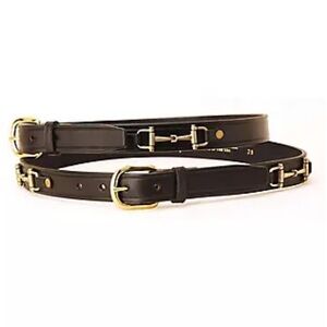 Tory Bridle Leather Belt with Brass Bit Details